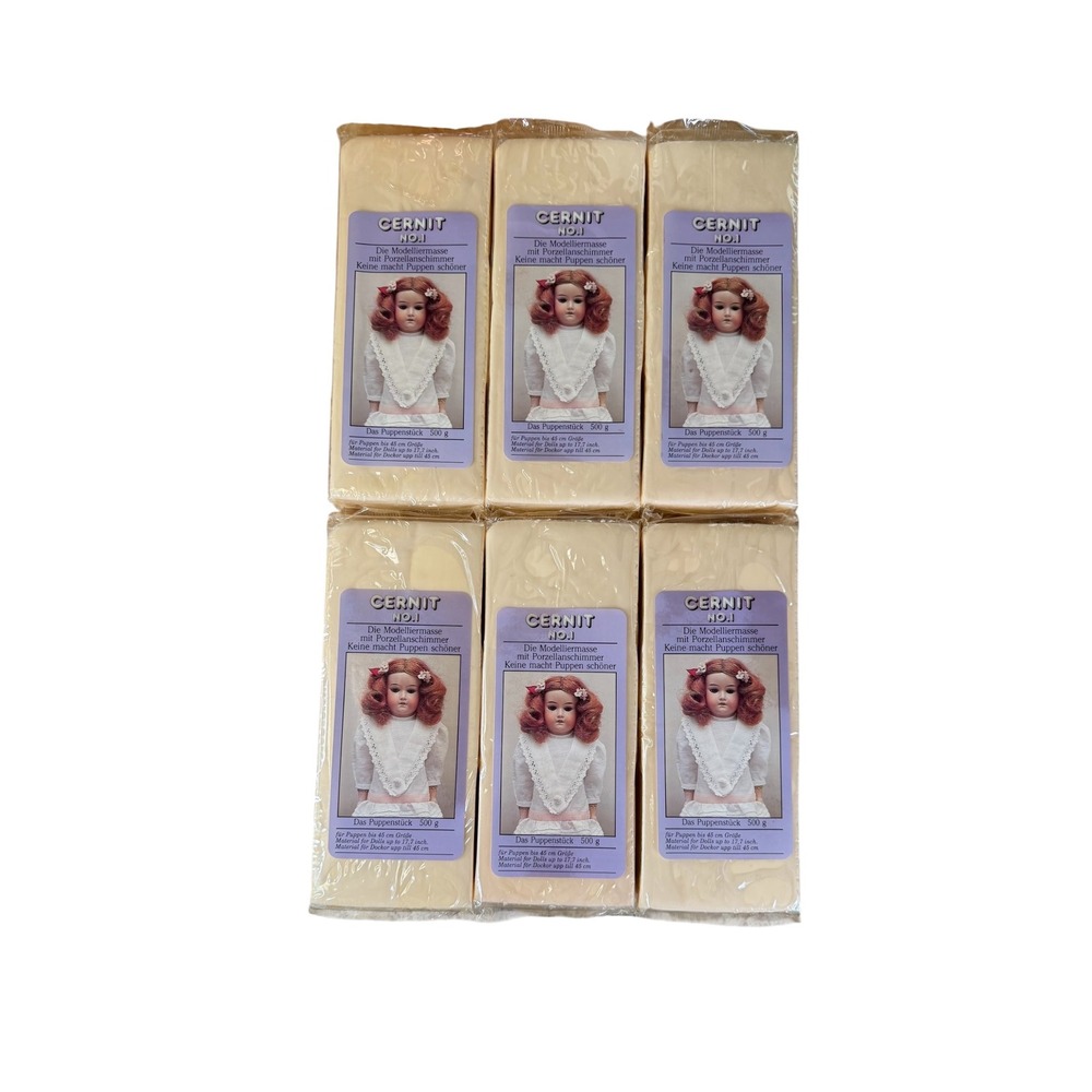 6 Pack Cernit No 1 Polymer Modeling Clay Flesh 052 500g Doll Making West Germany